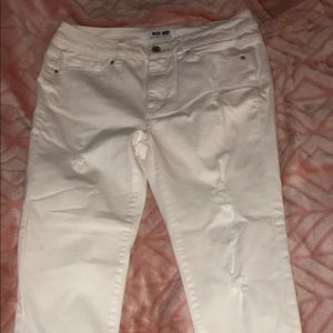 White distressed jeans.